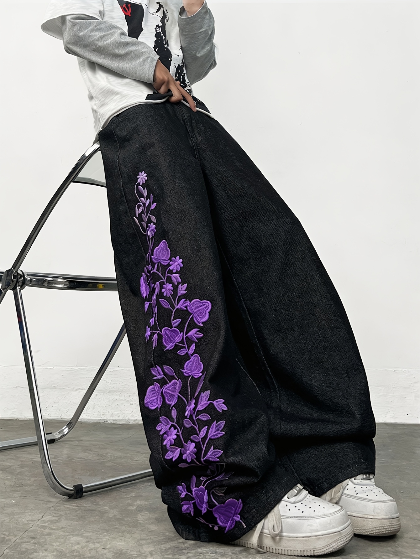 Washed Black Loose-Fitting Casual Jeans, Unisex Y2K Style