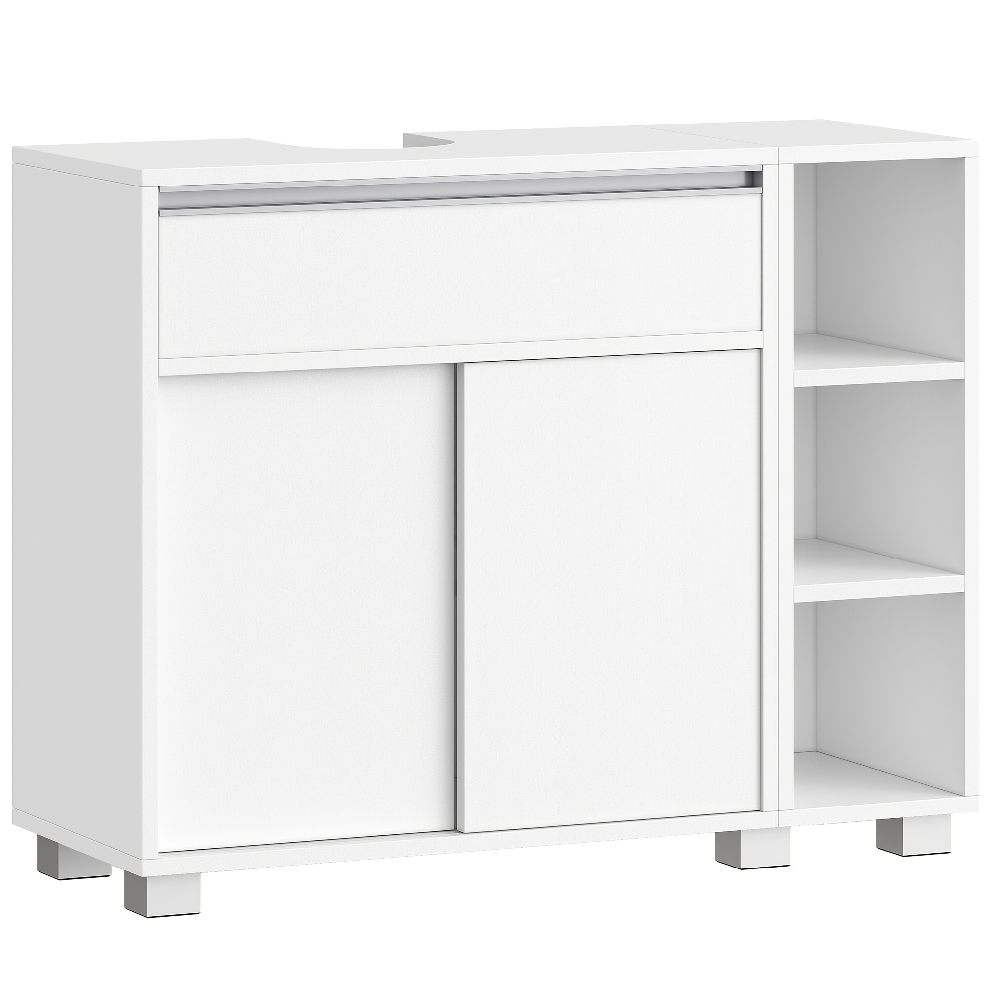 1 Bathroom Vanity, Washbasin, Sink Cabinet, Medicine Cabinet | 1 Drawer And 2 Cabinet Doors, Adjustable Shelves, White, Freestanding, 30 X 80 Cm, Contemporary Style, Manufactured Wood