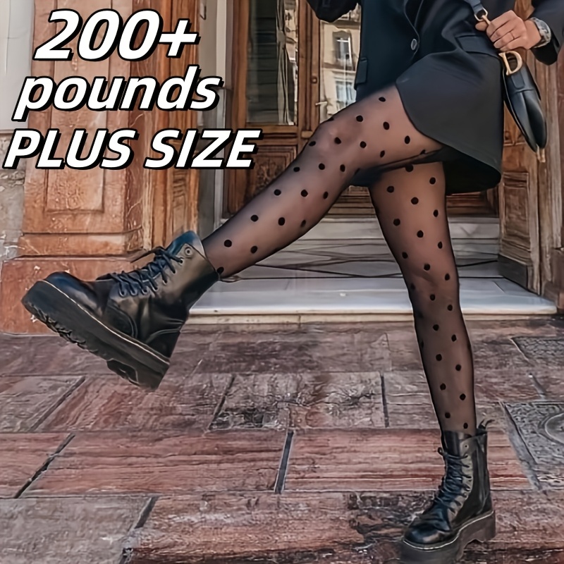 

1pc Elegant Size Polka Dot Sheer Tights For Women, 200+ , 85% Polyamide 15% Spandex, Knitted Geometric Pattern, Stretchy And Breathable Hosiery