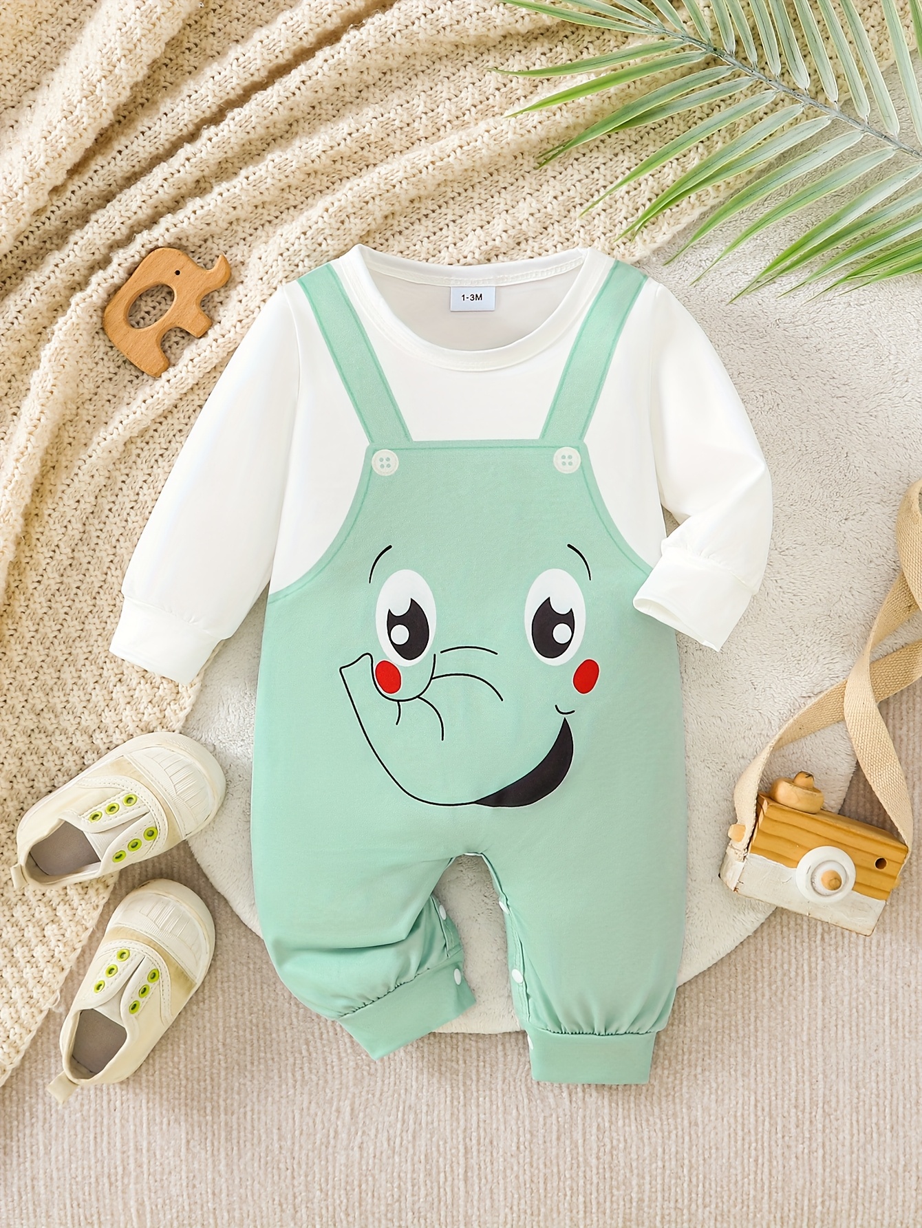 1pc baby boys casual outfit cartoon   head print soft comfortable   collection regular fit easy diaper change   outdoor