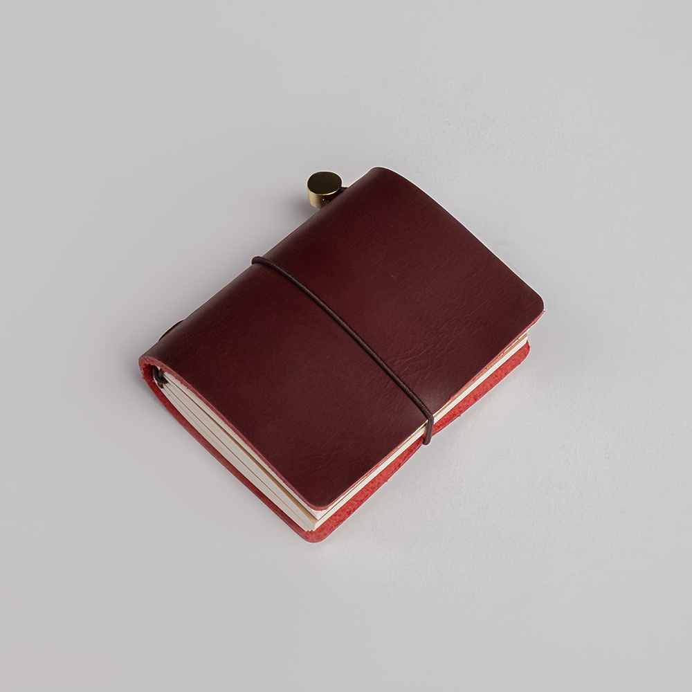 A Mini Leather Notebook, a Portable Small Diary for Travelers (3 Refills, Each with 32 Pages, 100*)