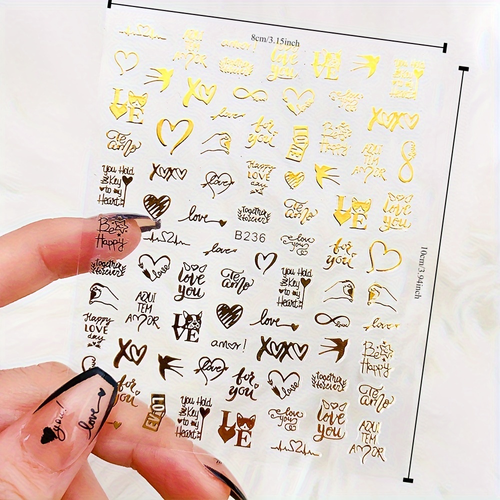Heart-Shaped LOVE Letter Nail Stickers