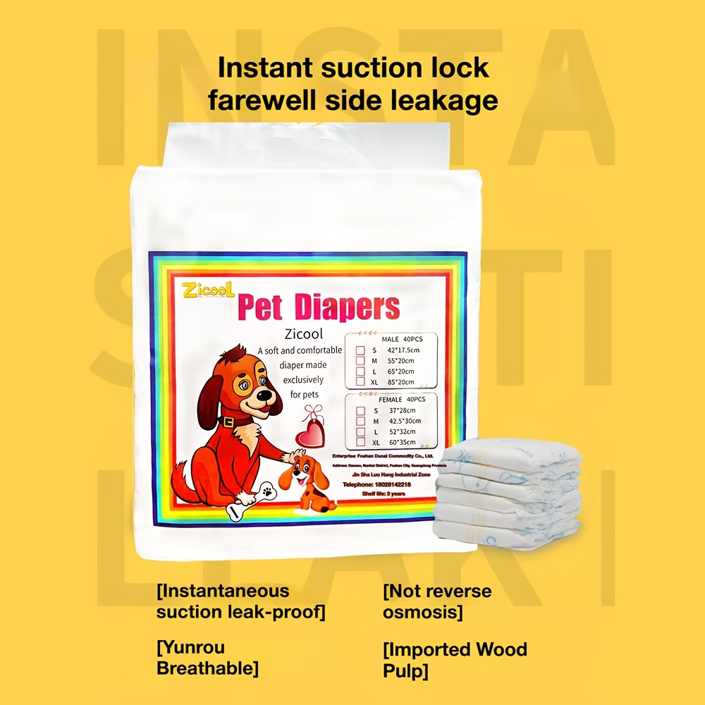 TEMU Pet Dog Disposable Diapers, 40pcs Pack, Each Pack Contains 40pcss. The Combination Of Soft Non-woven Fabric And Composite Breathable Bottom Film
