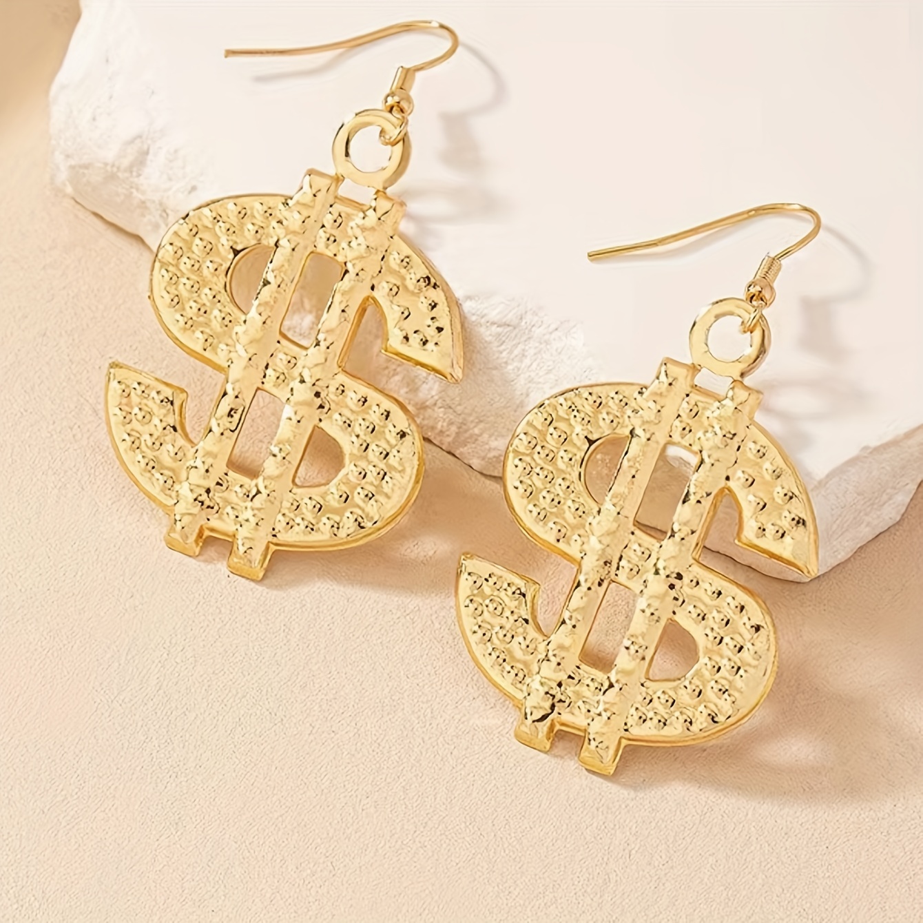stylish drop earrings 14k gold plated golden dollar symbol Temu