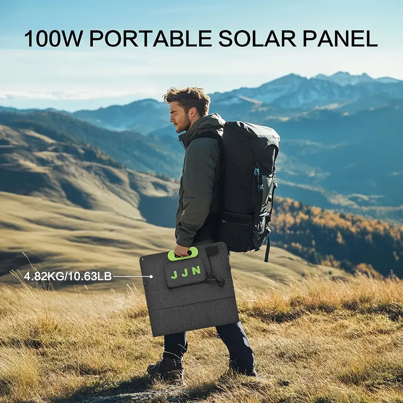 100w portable foldable solar panel with fast charging, high- monocrystalline solar cells, usb/ /ac outlets, lightweight & sturdy frame for camping, rv, off- , outdoor solar generator system, ideal for hiking, boondocking, and emergency backup power, solar panel foldable, solar panel with built in battery, portable solar panels for camping, folding solar blanket, solar battery Product details 1