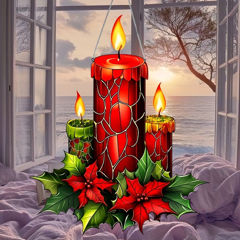 

Christmas Candle Acrylic Sun 9.2" X 11.2" - Home Decor, Wreath Centerpiece, Window, Porch & Wall Accent