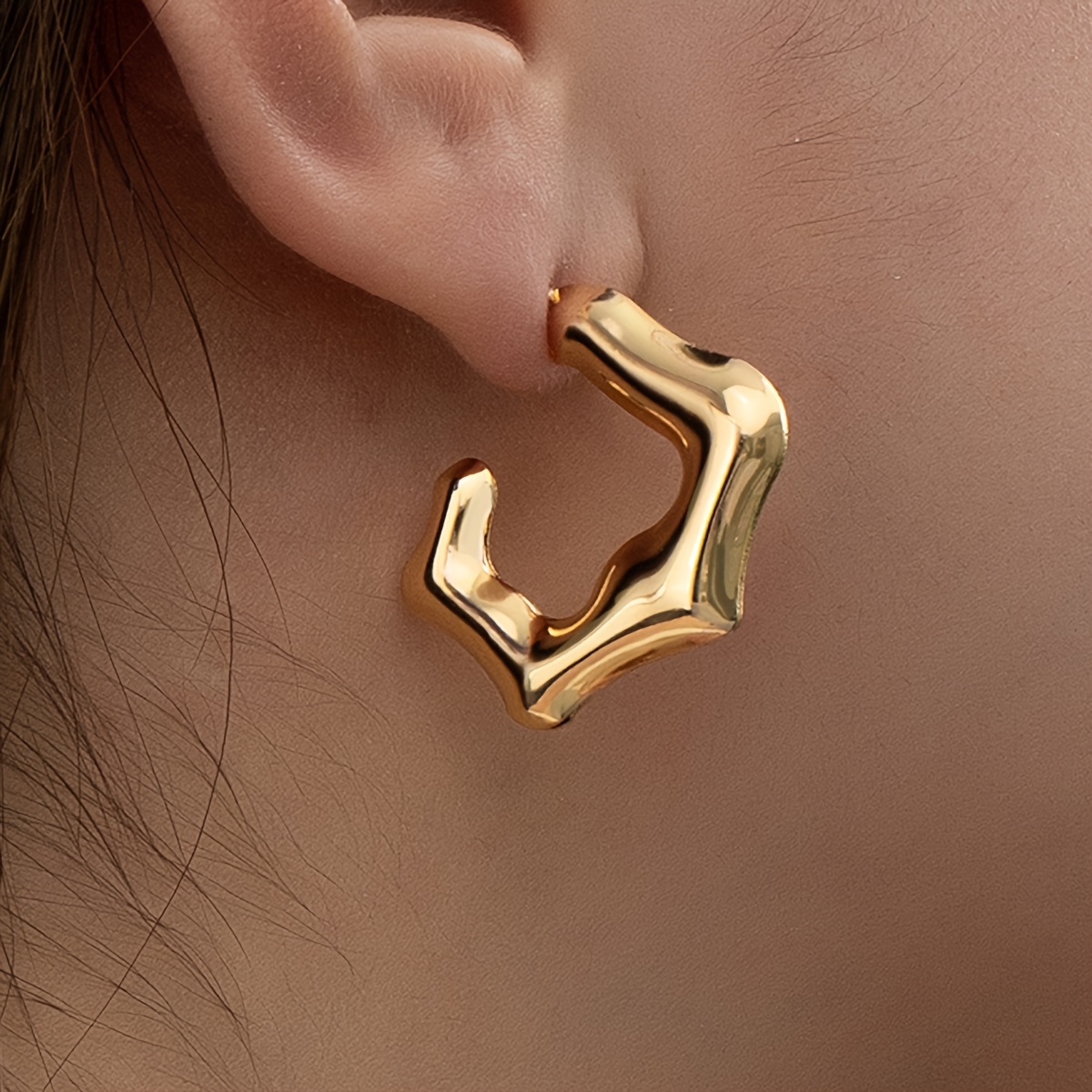 Fashion Casual Creative Metal Round Bead Curved Ear Hooks - Temu