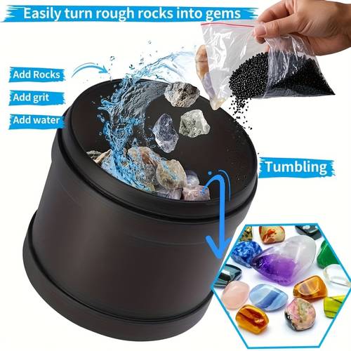 4 step rock tumbler kit and powder enhancing gloss including coarse and medium grinding media and pre polishing fillers suitable for polishing stone sand kit of any