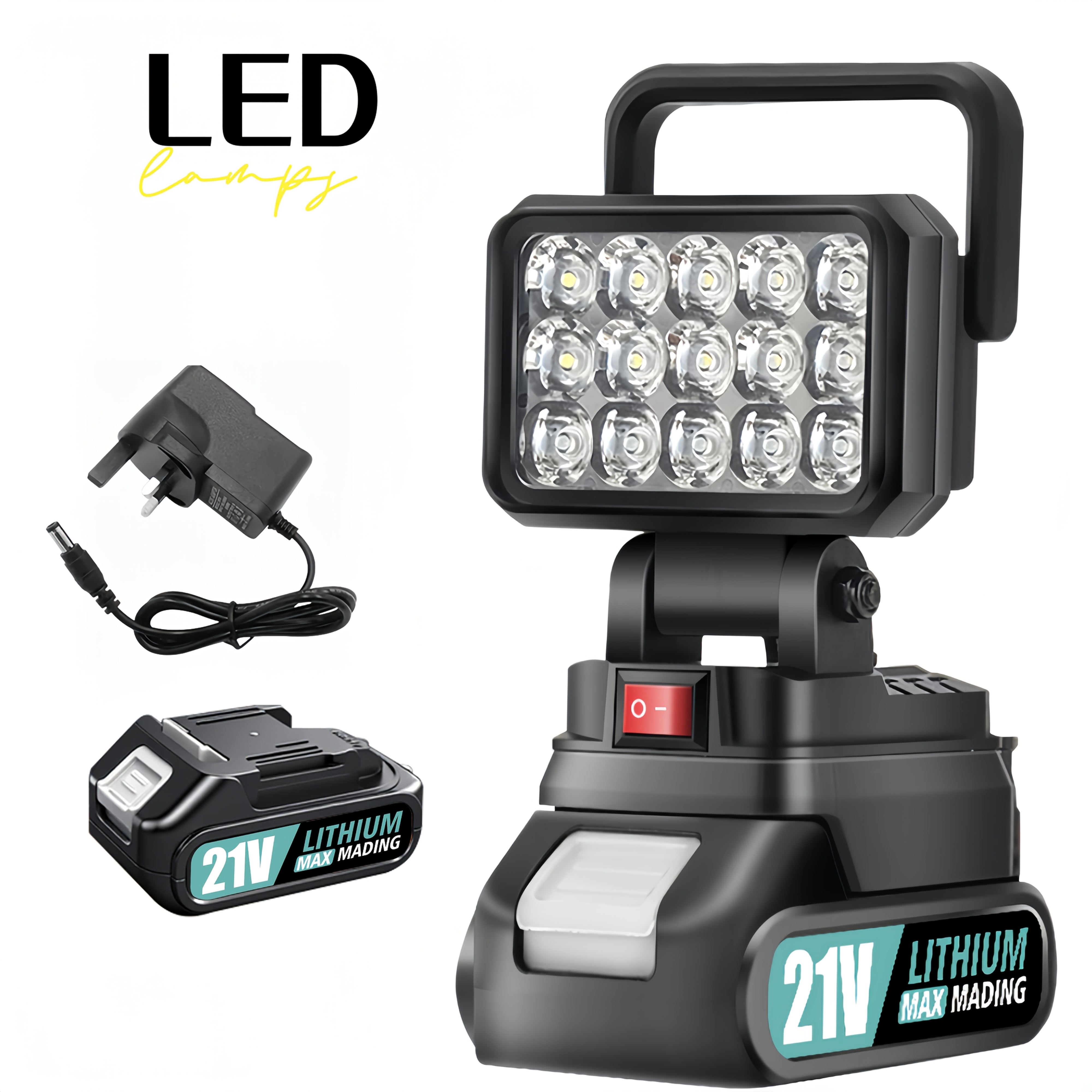 TEMU 21v Portable Led Work Light, Outdoor Flashlight, Spotlight, Work Light, Lighting, Workplace Lighting, With 1 Battery, Outdoor Construction Site