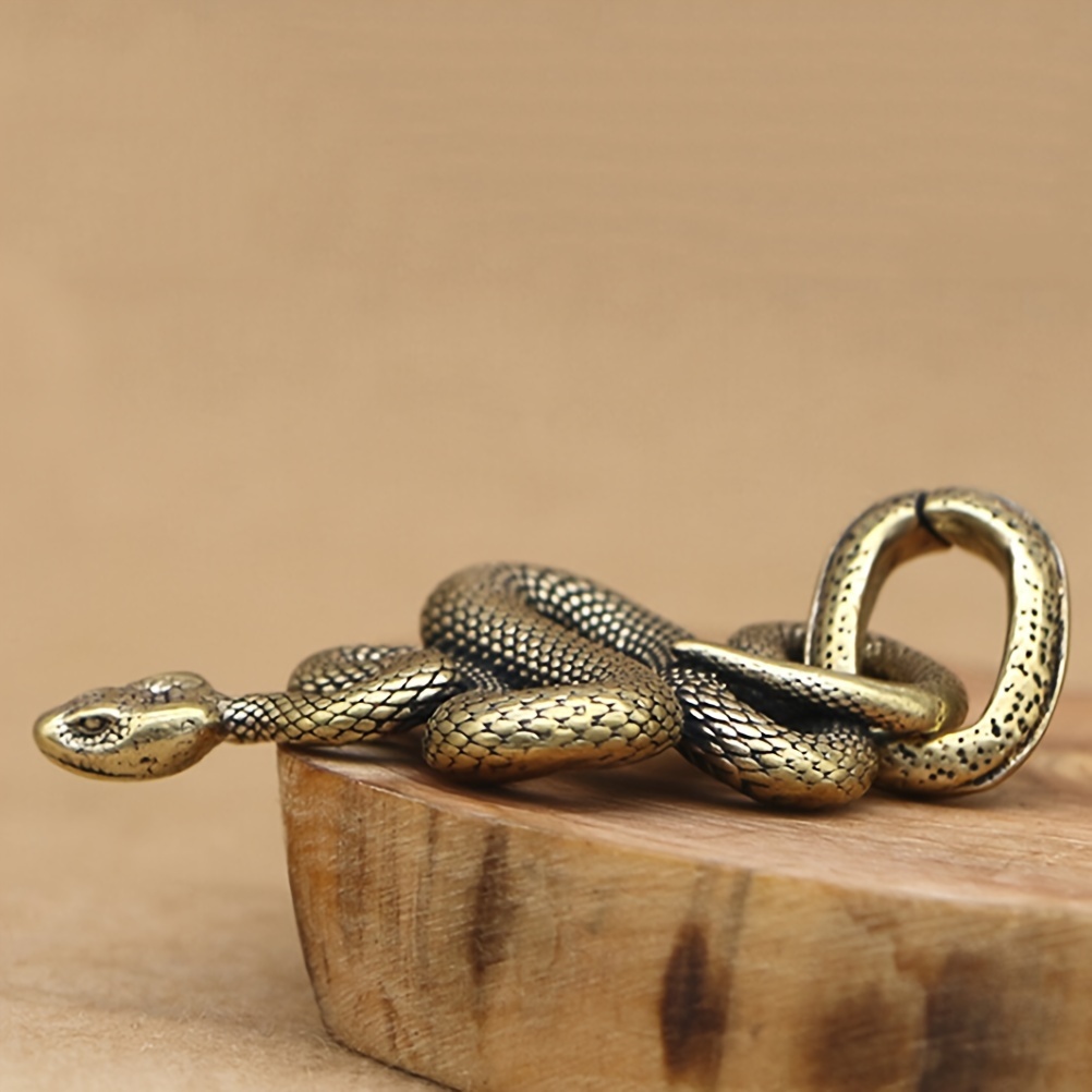 

Authentic Brass Snake Keychain - 1.77" , For Car & Accessories