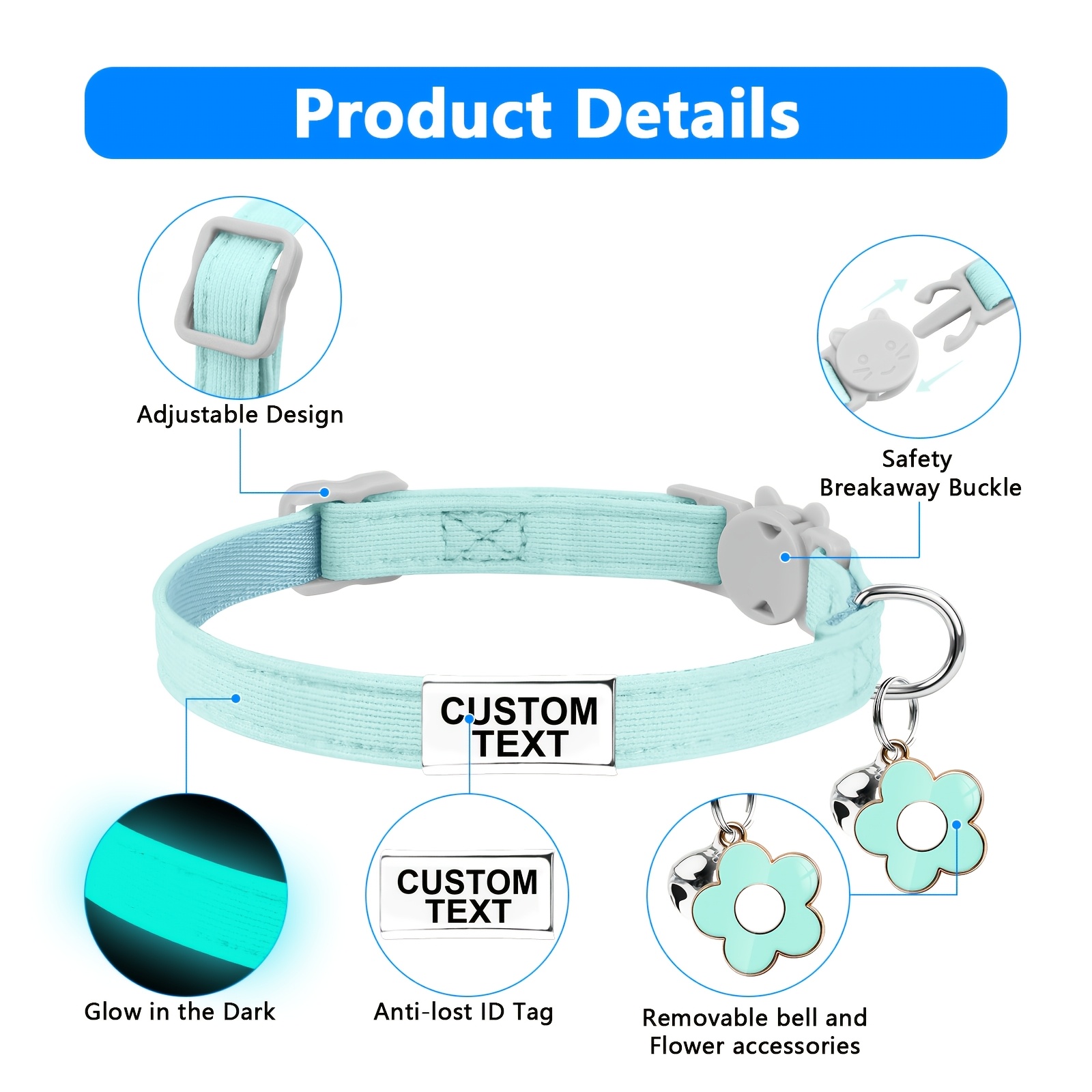 Customized Luminous Cat Collar with Laser Engraved Information