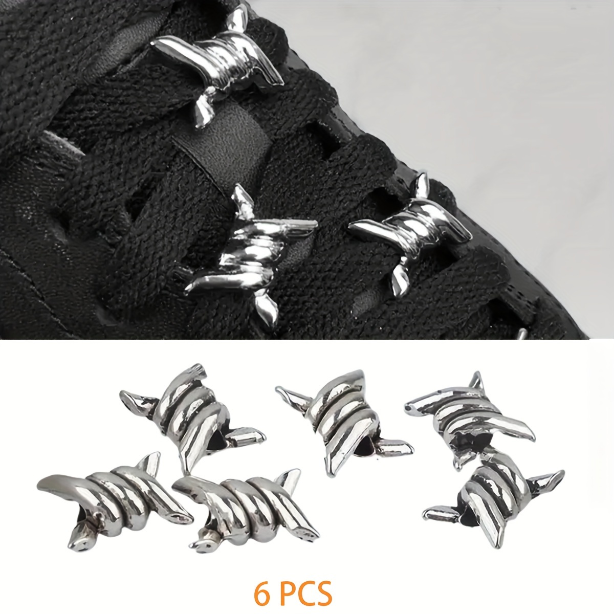 

6pcs Fashion Trendy Thorn Knot Shoelace Charms, Removable Shoe Strap Buckles, Shoe Accessories Suitable For Clothing Hat, Jewelry Accessories