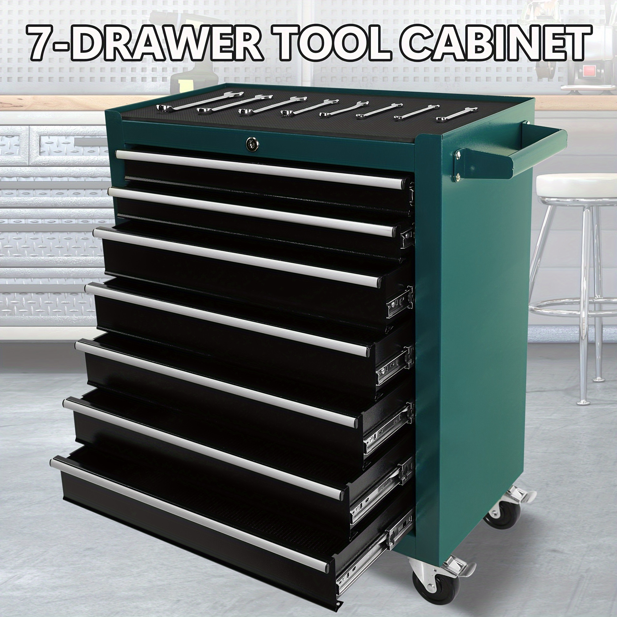 

7-drawer Rolling Tool Cart, Rolling Tool Box On Wheels, Lockable Tool Storage Organizer, Tool Chest Cabinet For Mechanic, Garage