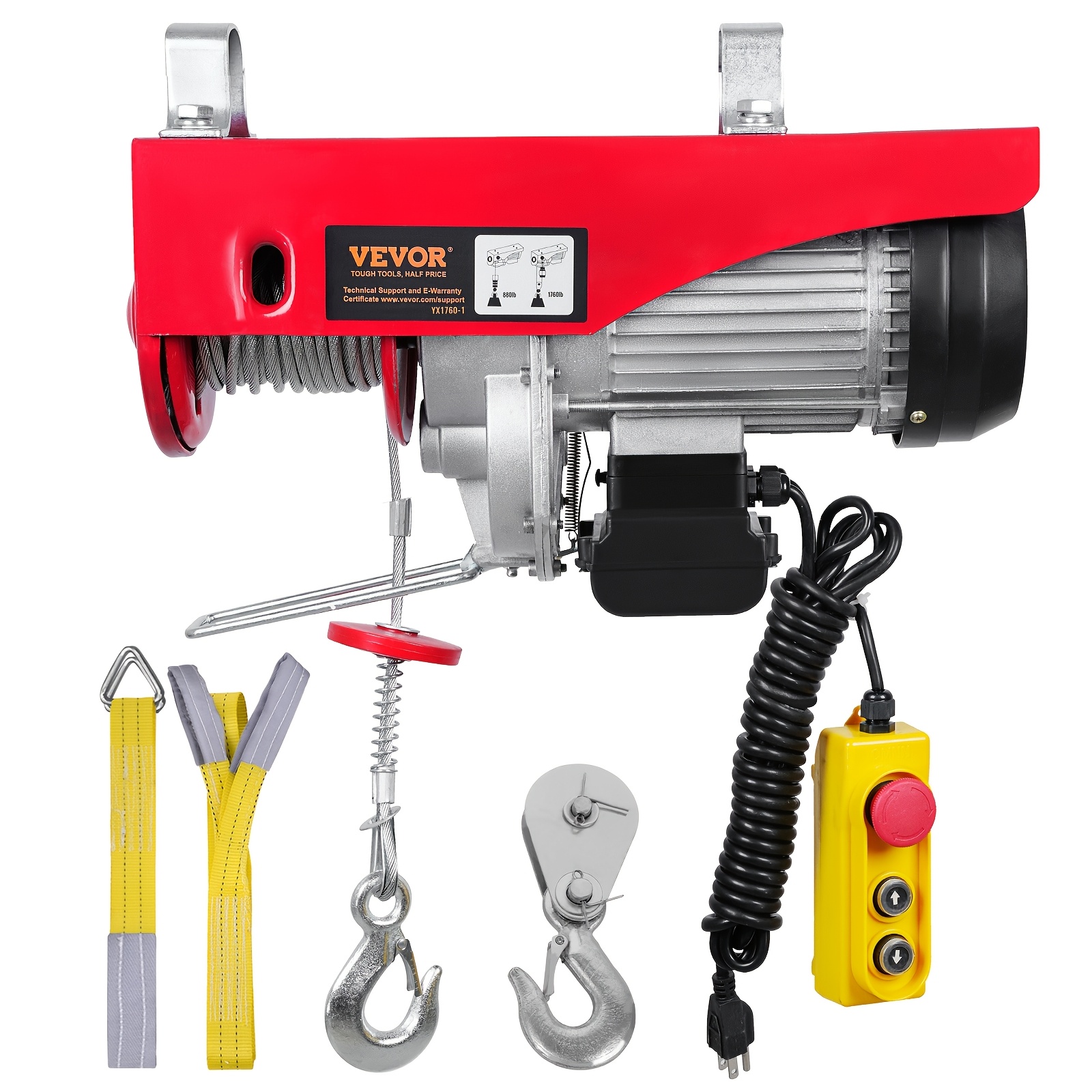 TEMU Happybuy Electric Hoist 1760 Lbs With 14ft Wired Remote Control, 110 Volt Hoist With 40ft Single Cable Lifting Height & Pure Copper Motor For Garage, Warehouse, Factory