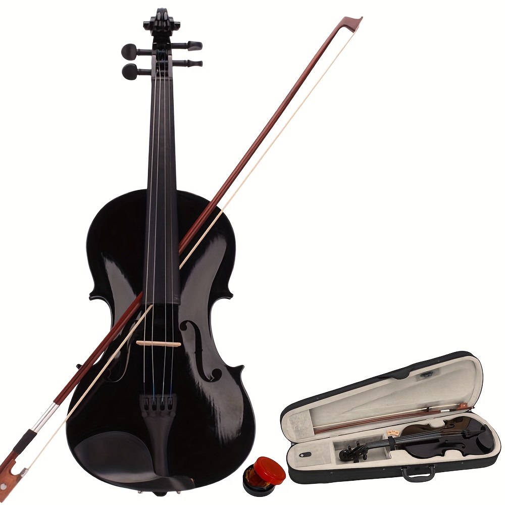 

4/4 Black Acoustic Violin + Box + Bow + Rosin