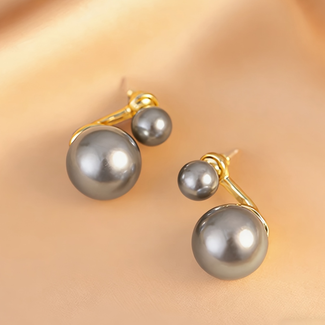 Women's Gray Imitation Pearl Earrings, French Light Luxury