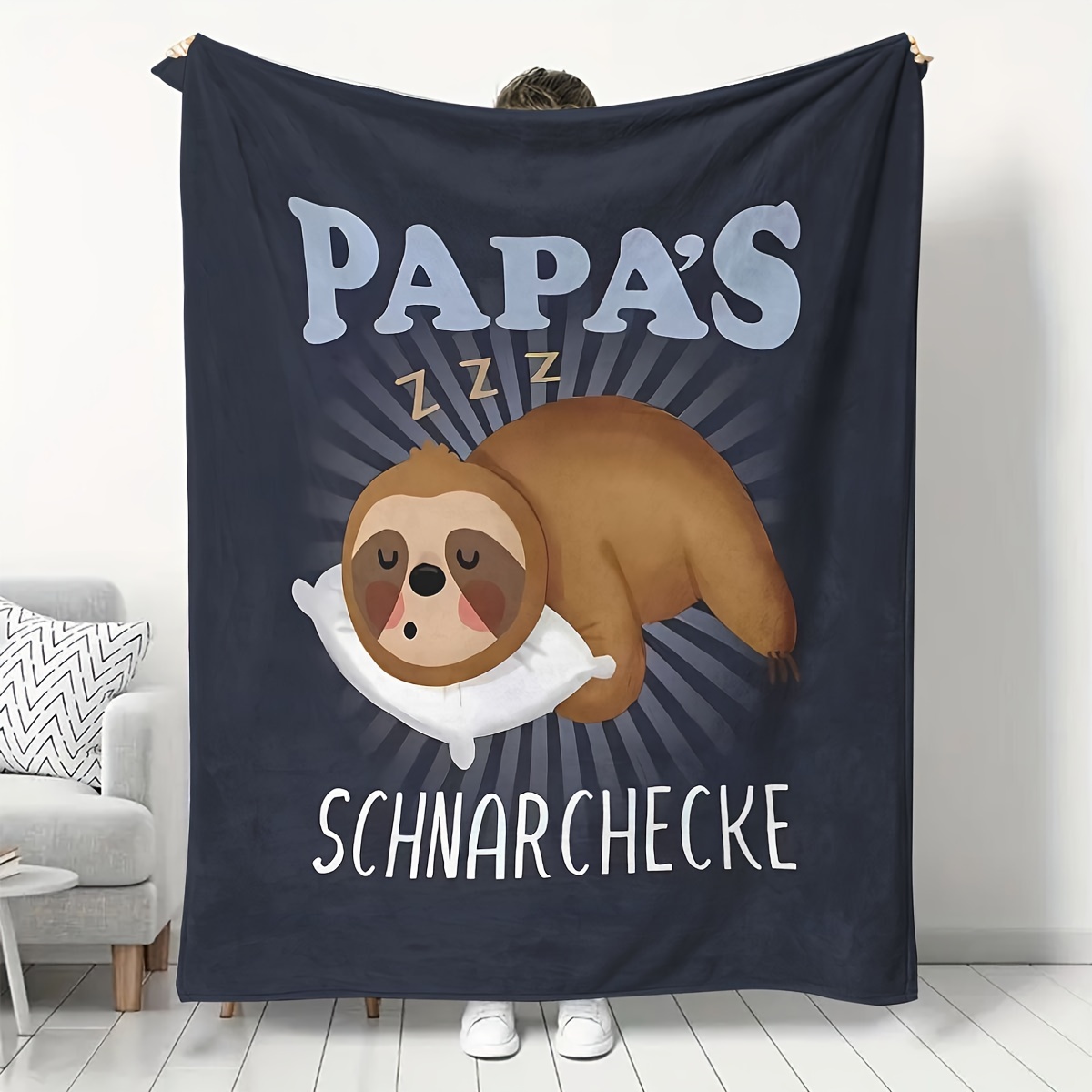 

1pc Flannel Fleece Blanket, Personalized "'s Schnarchcke" , , , Stain , Knitted , For Father's Day, Thanksgiving, For Dad