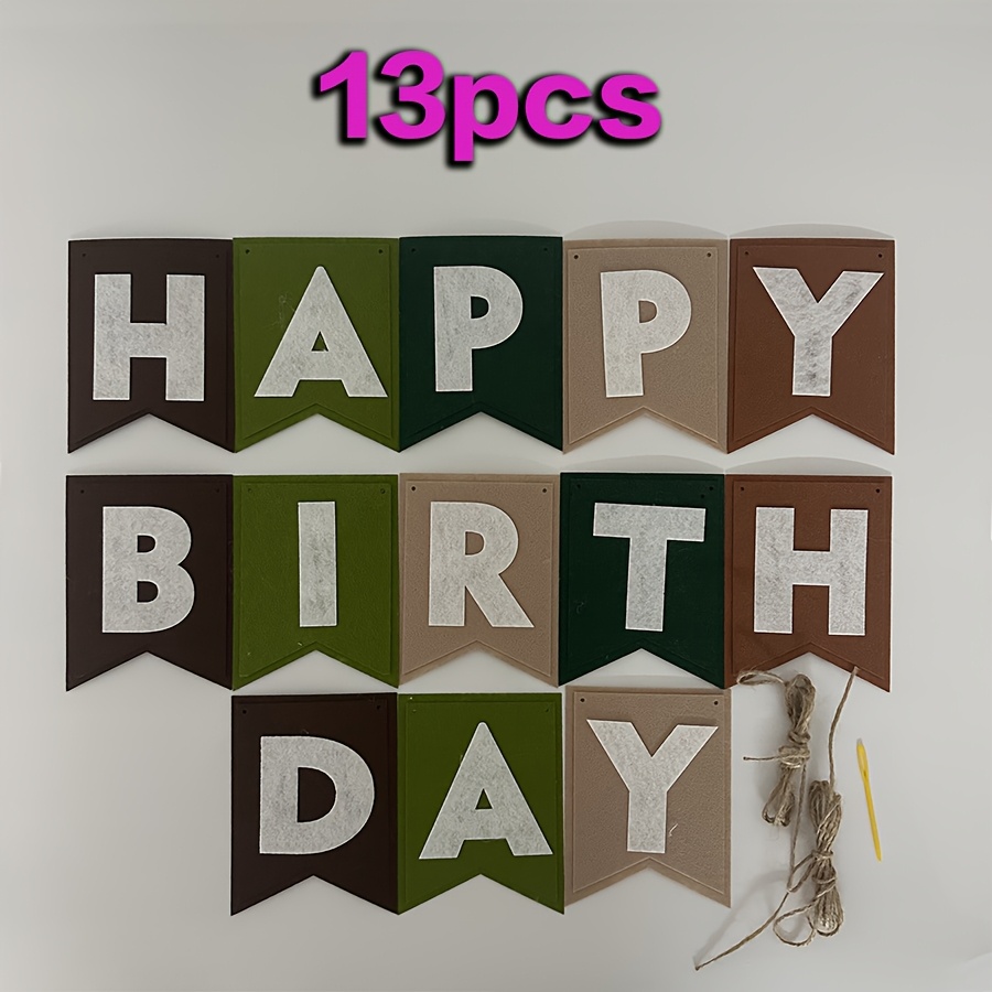 Image of 13pcs Birthday Banner, Felt Birthday Banner, Happy Birthday Words Felt Banner, Used For Birthday Party Decoration, Easy And Beautiful Decoration, Birthday Party Background