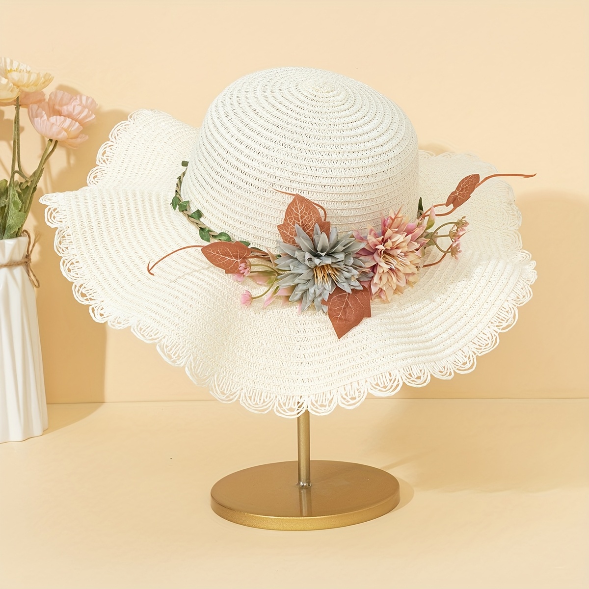 White Hat with Colorful Floral Accents Garden of Paradise Bucket Hat | White Flower Farm main image 2