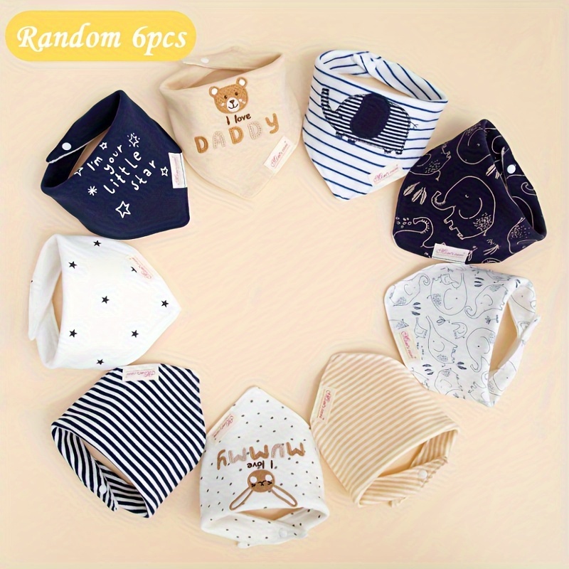 

6pcs Random Color Boys Double-layer Bibs, Soft And Comfortable Feeding Bibs, Perfect Gifts For , Bibs