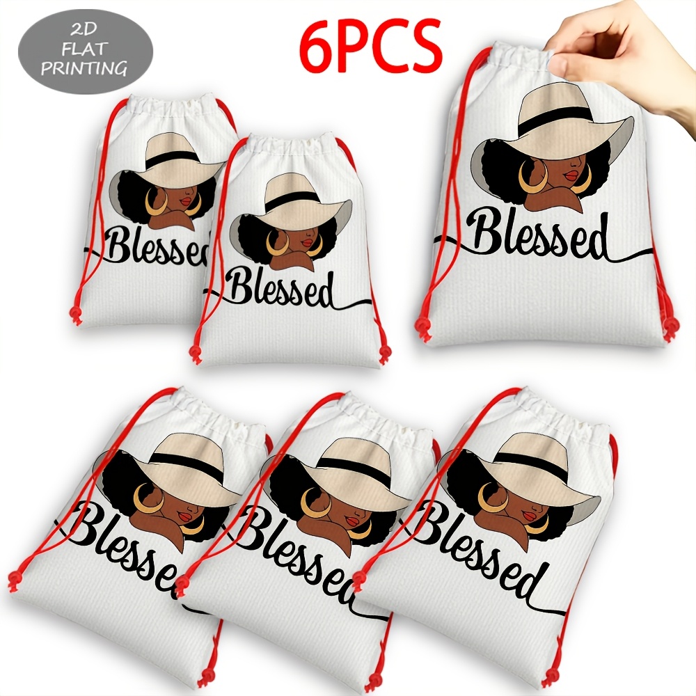 TEMU 6pcs, Gift Bag Women's Hat African Golden Large Capacity Party Christmas Drawstring Gift Bag, Candy Gift Bag, Suitable For Parties, Corporate