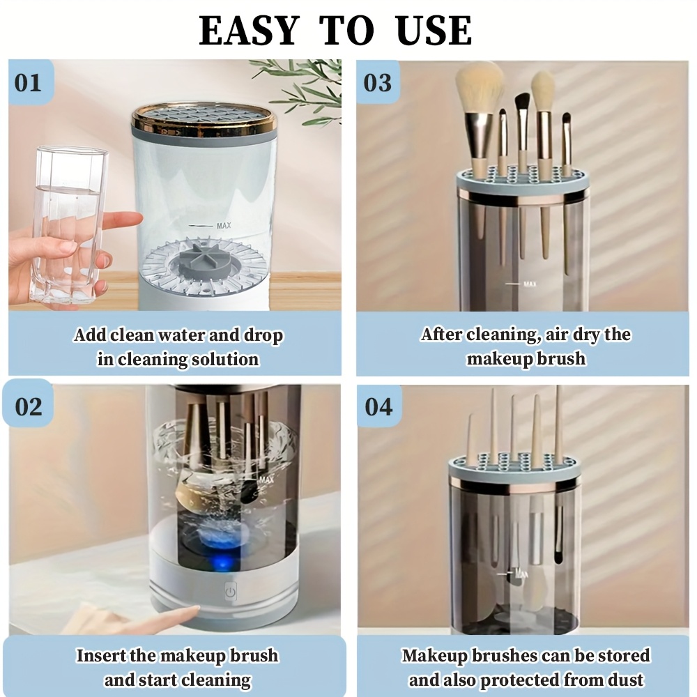 usb rechargeable electric makeup brush cleaner quick   deep cleaning machine for all brush types portable design ideal for   use   tools gift for women friends details 8