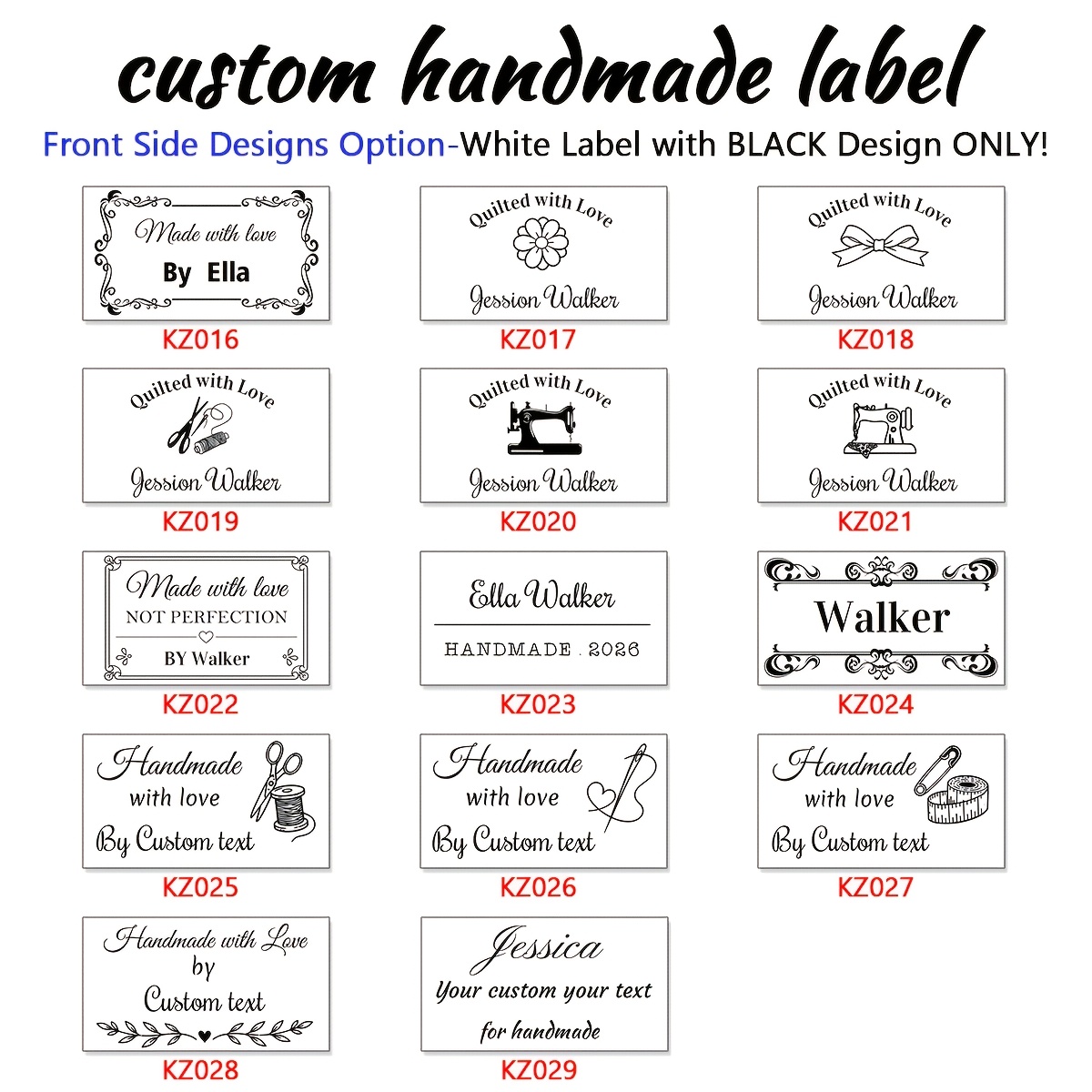 TEMU Custom Personalized Sewing Labels For Handmade Items - Name Text Fabric Tags For Quilting Projects, Diy Crafts, Quilts, Clothing, Bags, Throw