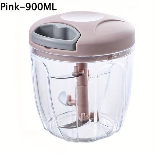 500ml & 900ml Manual Chopper – Electricity-Powered, Durable Plastic Kitchen Tool with Curved Blade for Garlic, Onions, and Vegetables – Compact, Easy to Clean, Ideal for Home Use