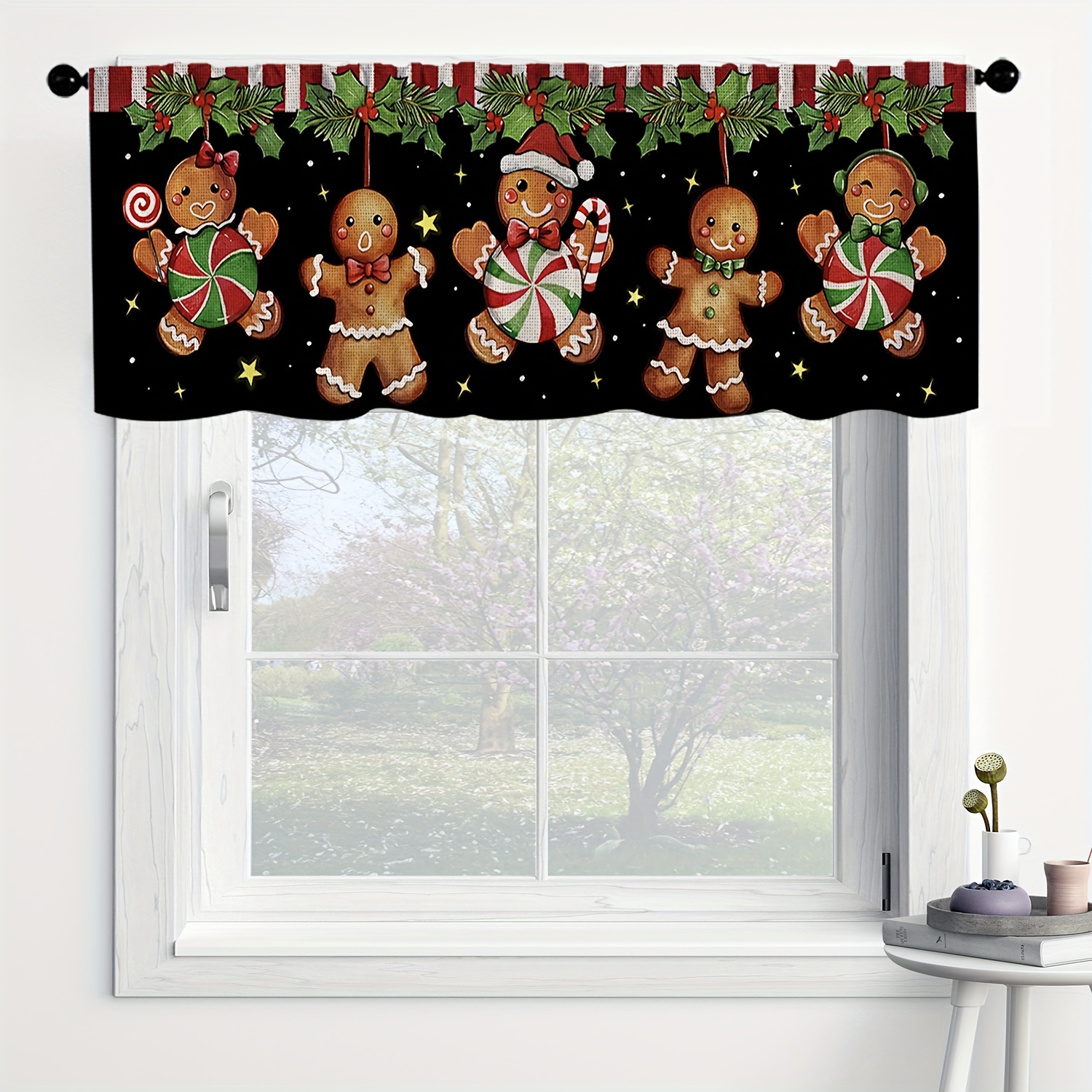 

Festive Gingerbread People Kitchen Curtain: Perfect For Christmas, Thanksgiving, Or Any Holiday Celebration