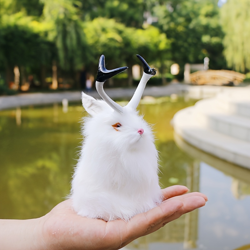 

Easter Bunny With Realistic Antlers, A Decorative Animal Model For Easter, Spring Photography Props, Home Decor, And Party Ornaments.