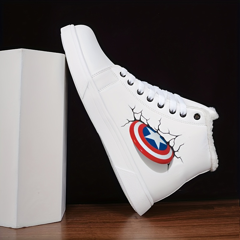 Marvel American Shield Trendy Classic Pattern -Lined Breathable Soft Twist Sole Casual Sneakers, Comfortable All-Season Shoes for Men and Women, Outdoor Shoes for Men and Women, Christmas Gift XWN-0081, Women Shoes