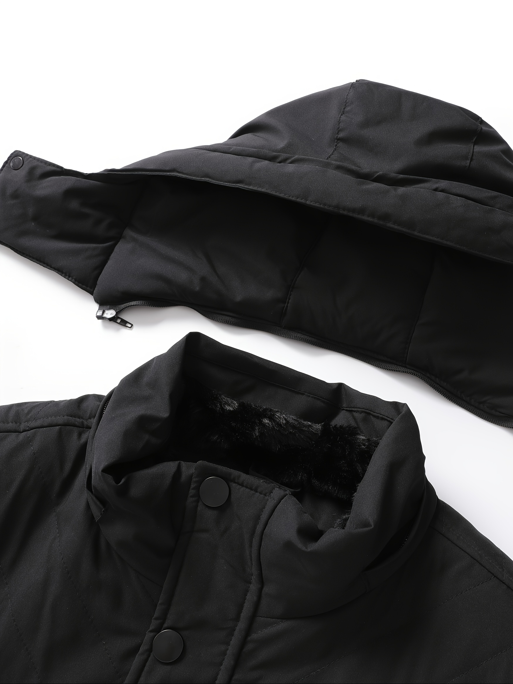 Men's Mid-Length Thickened Hooded Jacket, Utility Coat with Large Pockets