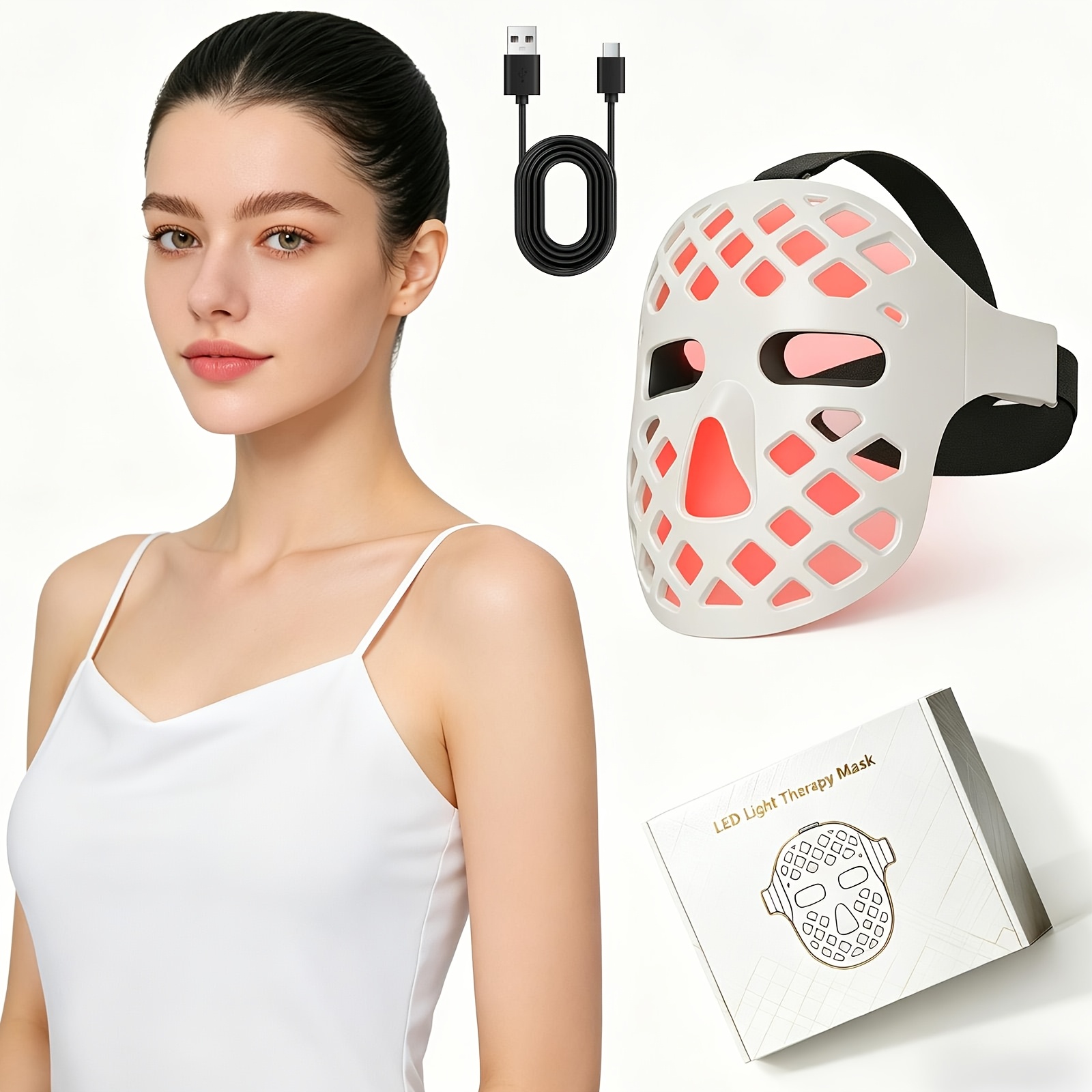 led light mask for face sold on Temu United States