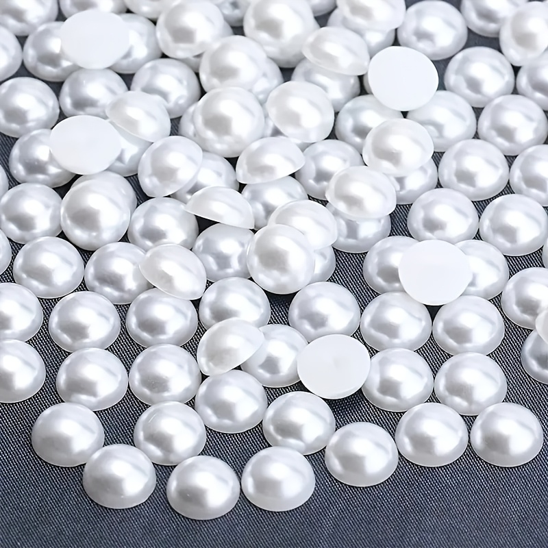 1 Pack Of 100pcs 10mm Elegant White Beads - Glossy Half-round Flat Back Acrylic Beads Suitable For , Shoes Cups And Wedding Decorations, Glossy Texture Surface