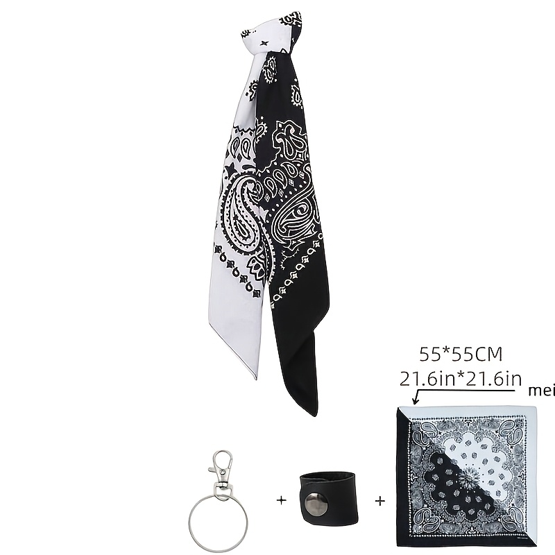 TEMU 1pc Hip-hop Style Printed Square Scarf Pants Belt Chain, Street Dance Fashion Multi-use Accessory, Suitable For Father's Day Gifts, School