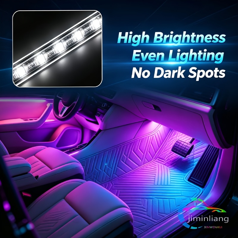 4pcs Led Car Interior Light Strip App Control Suitable For Under The Dashboard, Music Sync Decorative Car Additions Interior Light Strip, Vehicle Truck Suv Chassis Lighting Kit, Without Battery