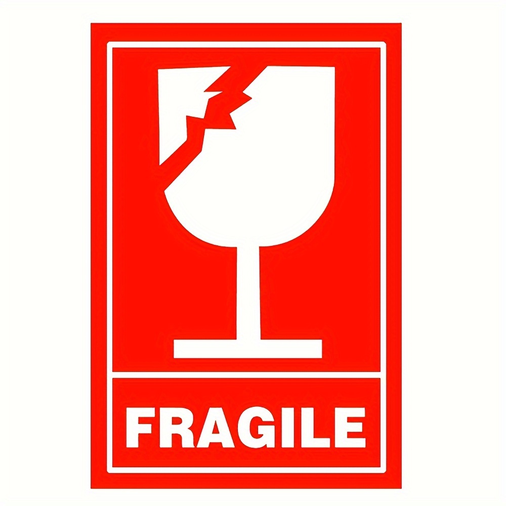 Temu 300 Adesivos FráGeis Para Transporte De Vidro, Envio E Entrega - Etiquetas De Cuidado Resistentes Com AlçA De 2X3 Polegadas, Adesivos De Aviso-image