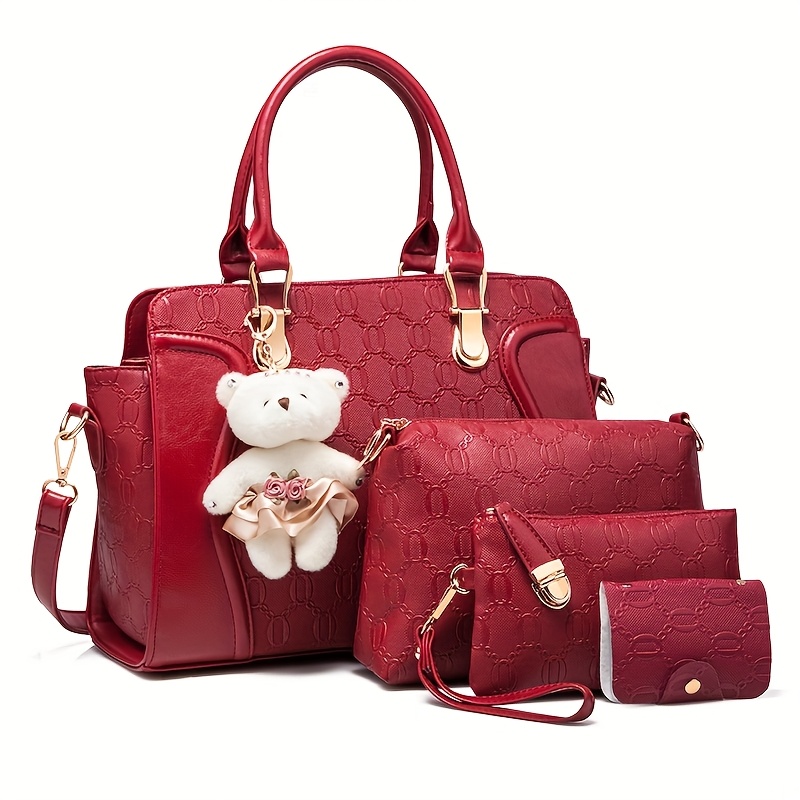 Women's Purses Handbags 4Pcs Set Fashion Shoulder Bags Women's