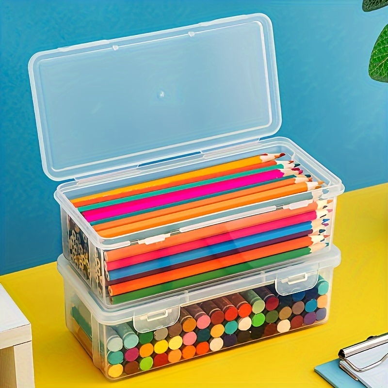 Pencil Storage Box Flip Plastic Storage Box Lid Store - Temu