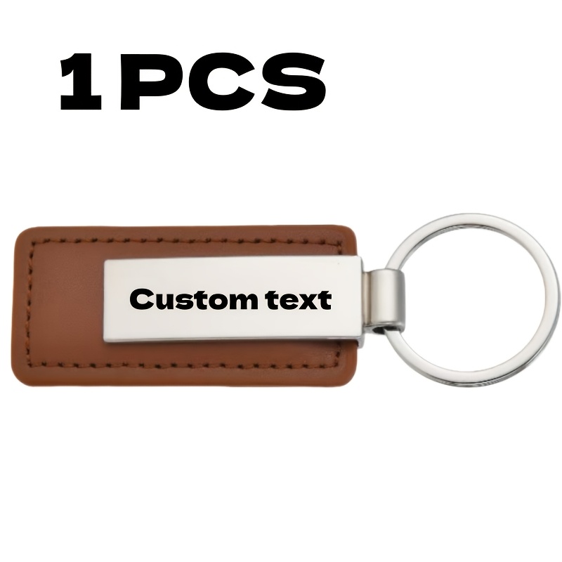 TEMU 1/10pcs- Laser Engraved Pu Keychain With Stainless Steel Id Card - Customizable Name And Phone Number Men's Keychain Father's Day Car Motorcycle