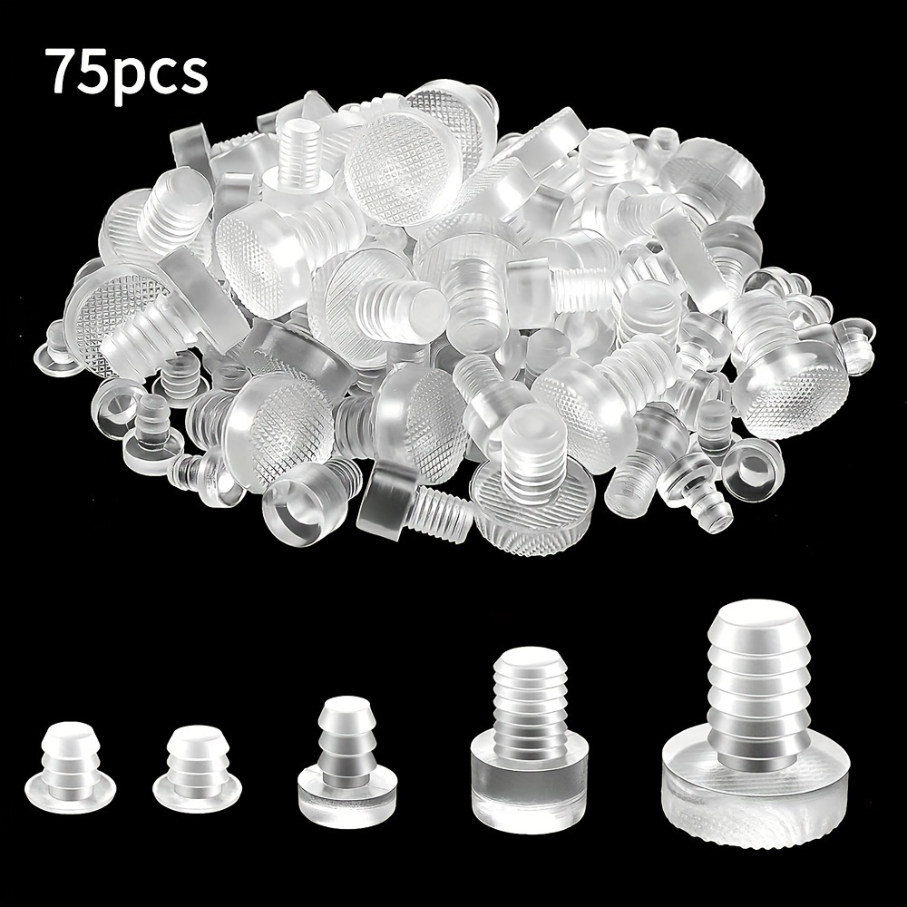 Image of Glass Table Top Bumpers Clear Rubber Table Glass Bumper With Stem 5 Size Clear Anti Slip Pads Non Adhesive Glass Table Rubber Grippers For Table Furniture Cabinet (75pcs)