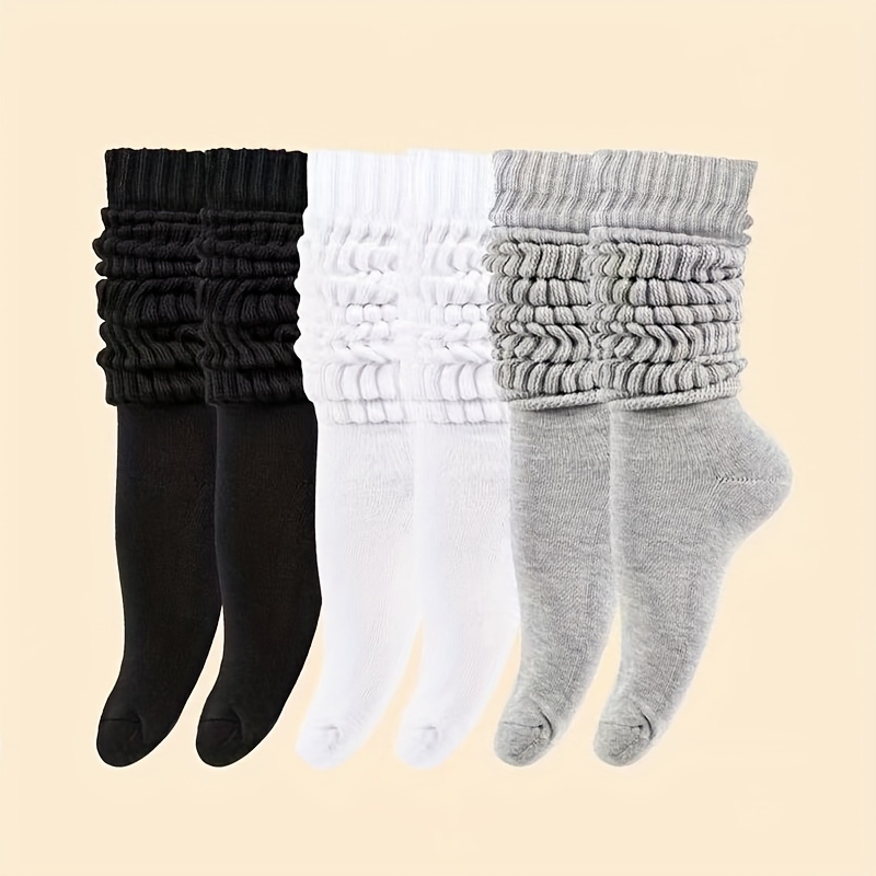 

2/3 Pairs Solid Vertical Stripe Calf Socks, Simple Comfy & Breathable Socks, Women's Stockings & Hosiery