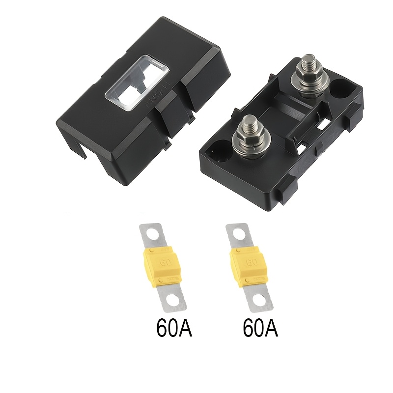 TEMU /midi Fuse Holder, -on Midi Fuses, 60a 100a 125a 200a, For Cars, Trucks And Vehicles (1pc Fuse Holder And 2pcs Fuses)