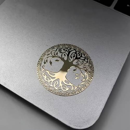 1 2 5pcs self tree of life metal stickers 2d golden alloy phone laptop charms intricate tree of durable stylish tech accessories with self decals for decor