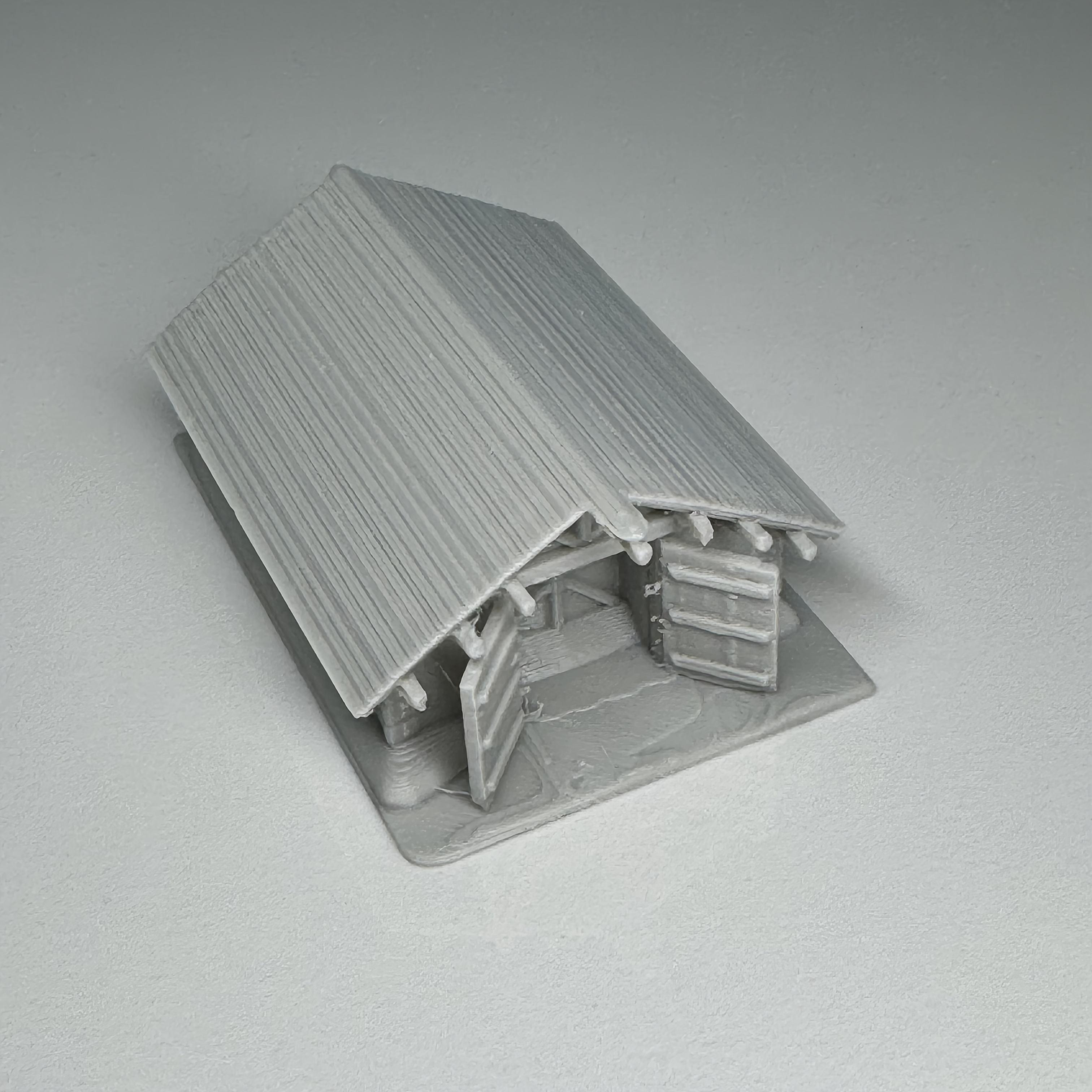 TEMU 1 X N-scale Vintage Wooden Cabin Miniature House Model, With Openable And Closable Wooden Door, Barn Ornament, Paintable, Made Of Plastic,