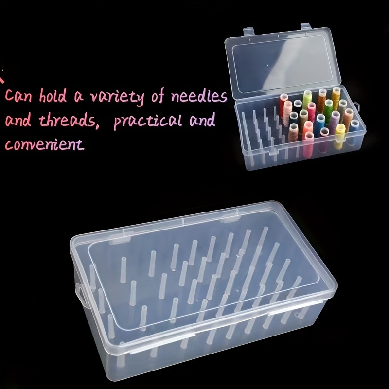 

42-compartment Sewing Organizer Box - Transparent, Multi-functional Storage For Needles & Threads - Available In White, Pink, Blue