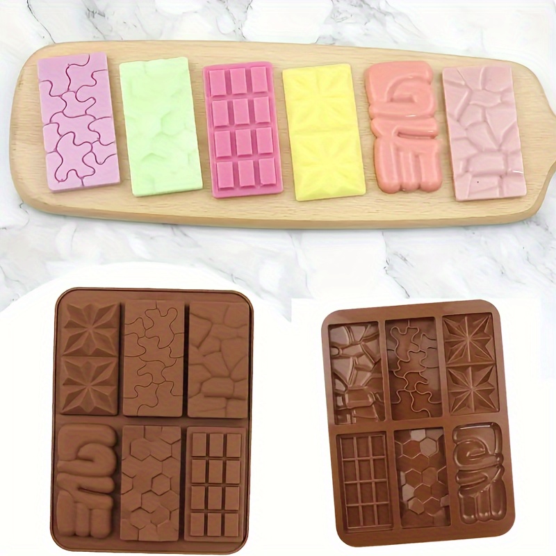 

6 Different Waffle Blocks Silicone Chocolate Mold Mold Cake Decoration Mold Suitable For Diy Chocolate Ice Cream Decorations Etc.