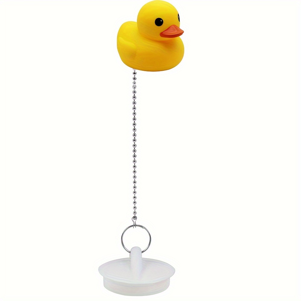 Image of 1pc Cute Tub Stopper, Rubber Bathtub Stoppers Drain Plug, 15" Stainless Steel Beaded Chain, Cute Premium Bathroom Plug Fit For Kitchen, Bathroom Bath Tub And Laundry Sink