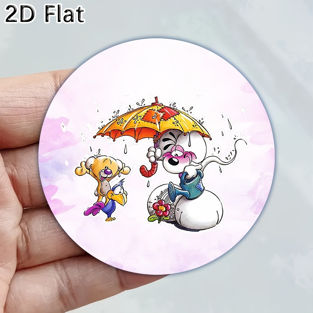 TEMU [2d Flat] 1pc Refrigerator Magnet, Cartoon Pattern Fridge Magnet With Cute Dog & Snowman Under , Vibrant Rainy Scene Print, Decorative Magnetic