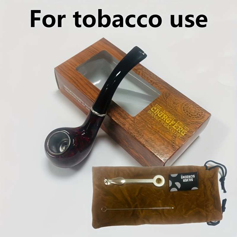tobacco stem uses 6* travel smoking set for tobacco use, including a detachable metal bowl, a  durable plastic stem, and a portable cleaning tool